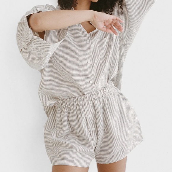 deiji studios stonewashed linen stripe set - Picture 5 of 6